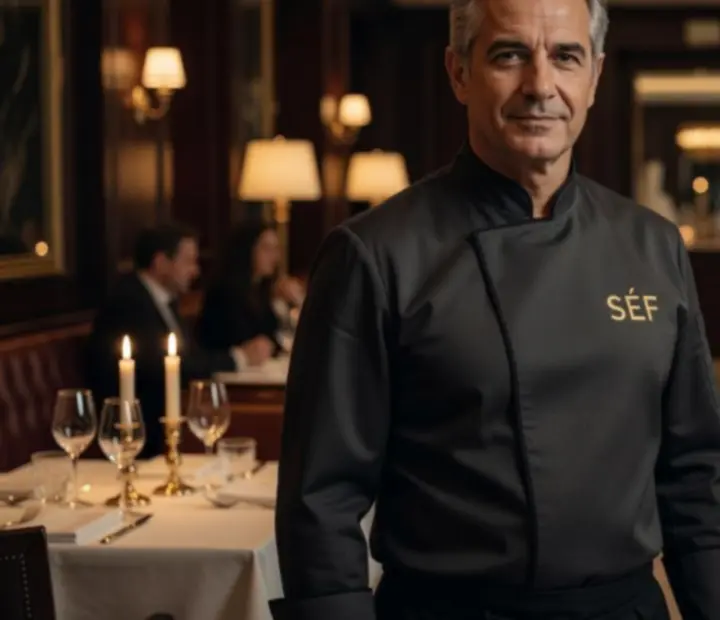 Kozoshely88 séfje cinematic portré, elegáns éttermi háttérrel