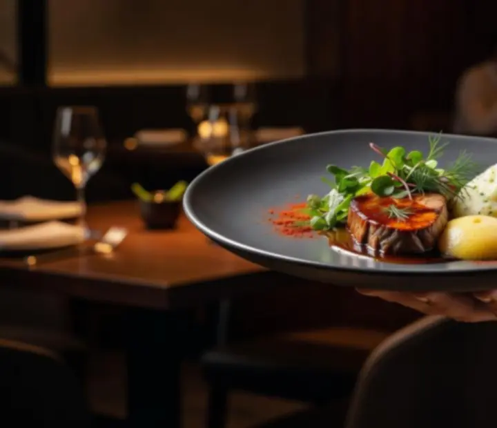 Séf ajánlata – modern tálalású gourmet fogás elegáns tányéron.