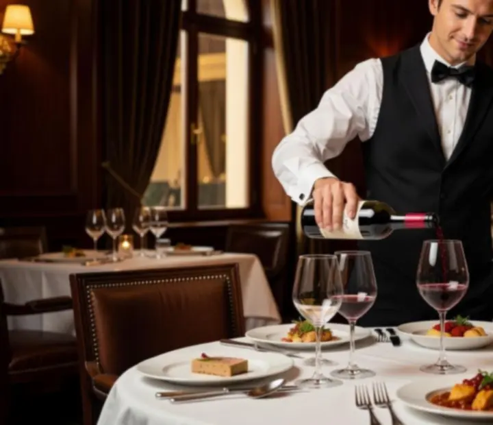 Sommelier bort tölt egy elegáns VIP vacsoraesten.
